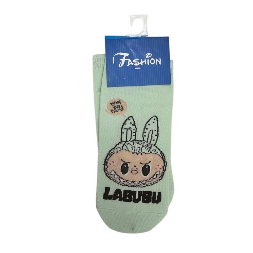 LABUBU Character Ankle Socks Mint Green Kawaii Anime Bunny Kids Teens One Size